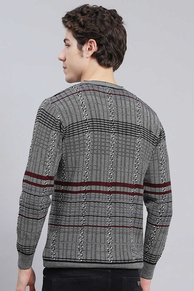 Off-White Woolen Monte Carlo Men's Round Neck Half Sleeve Pure